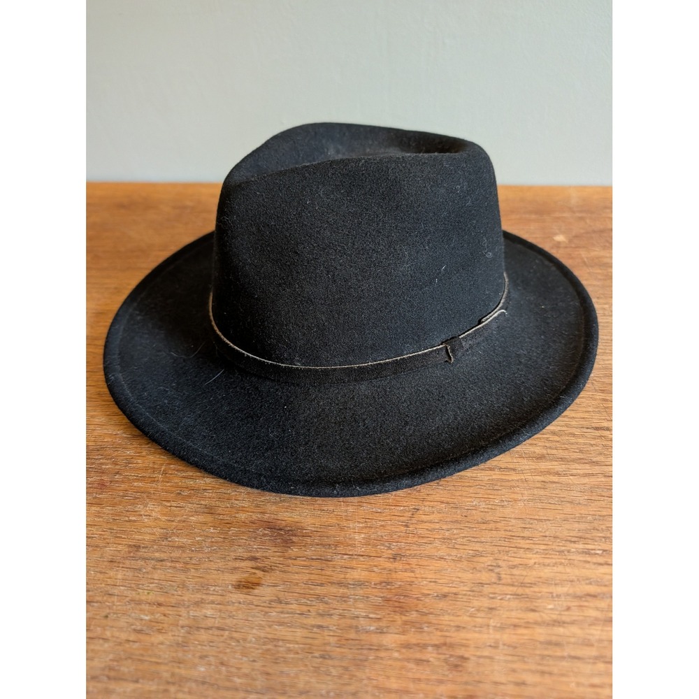 Broner Lite Felt Black Wool Fedora Hat Mens Medium Vintage Made in USA